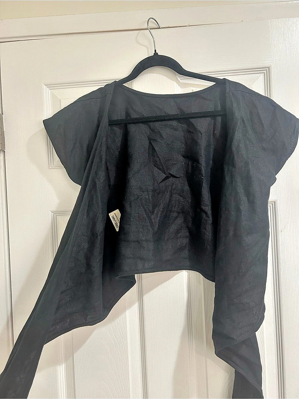 Free Label Reversible Wrap Short Sleeve Tunic in Black Size XS